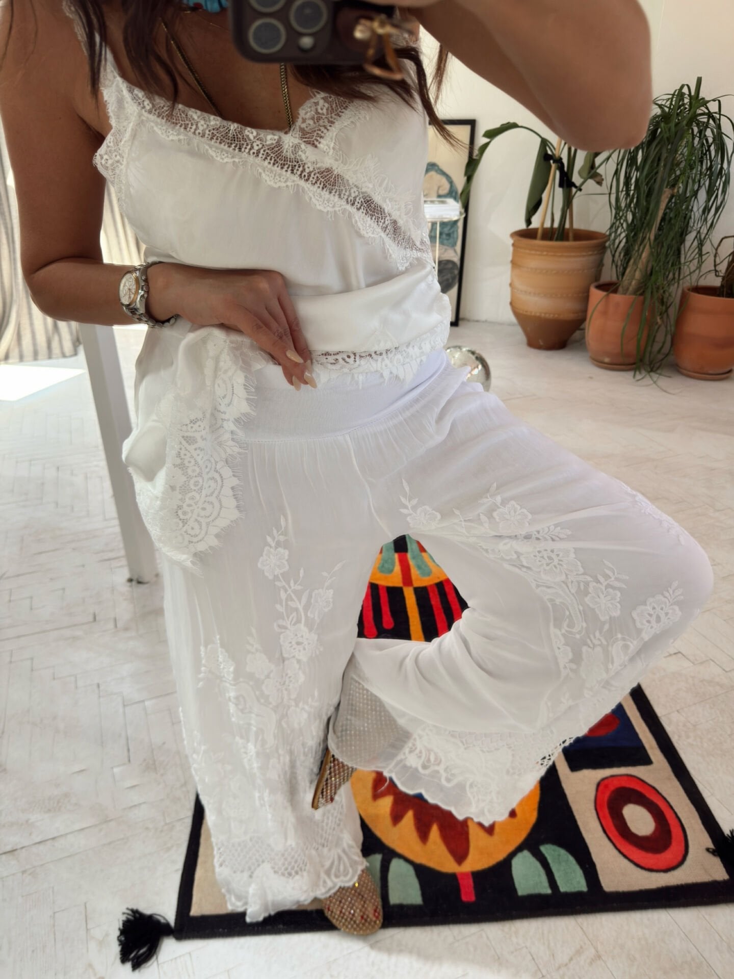 İthal Güpürlü Pantolon