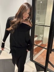 Düşük omuz bel detaylı elbise