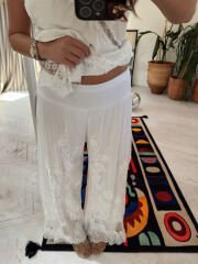 İthal Güpürlü Pantolon