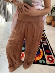 İthal Güpürlü Pantolon Tarçın