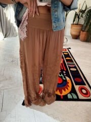 İthal Güpürlü Pantolon Tarçın