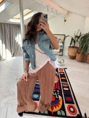 İthal Güpürlü Pantolon Tarçın