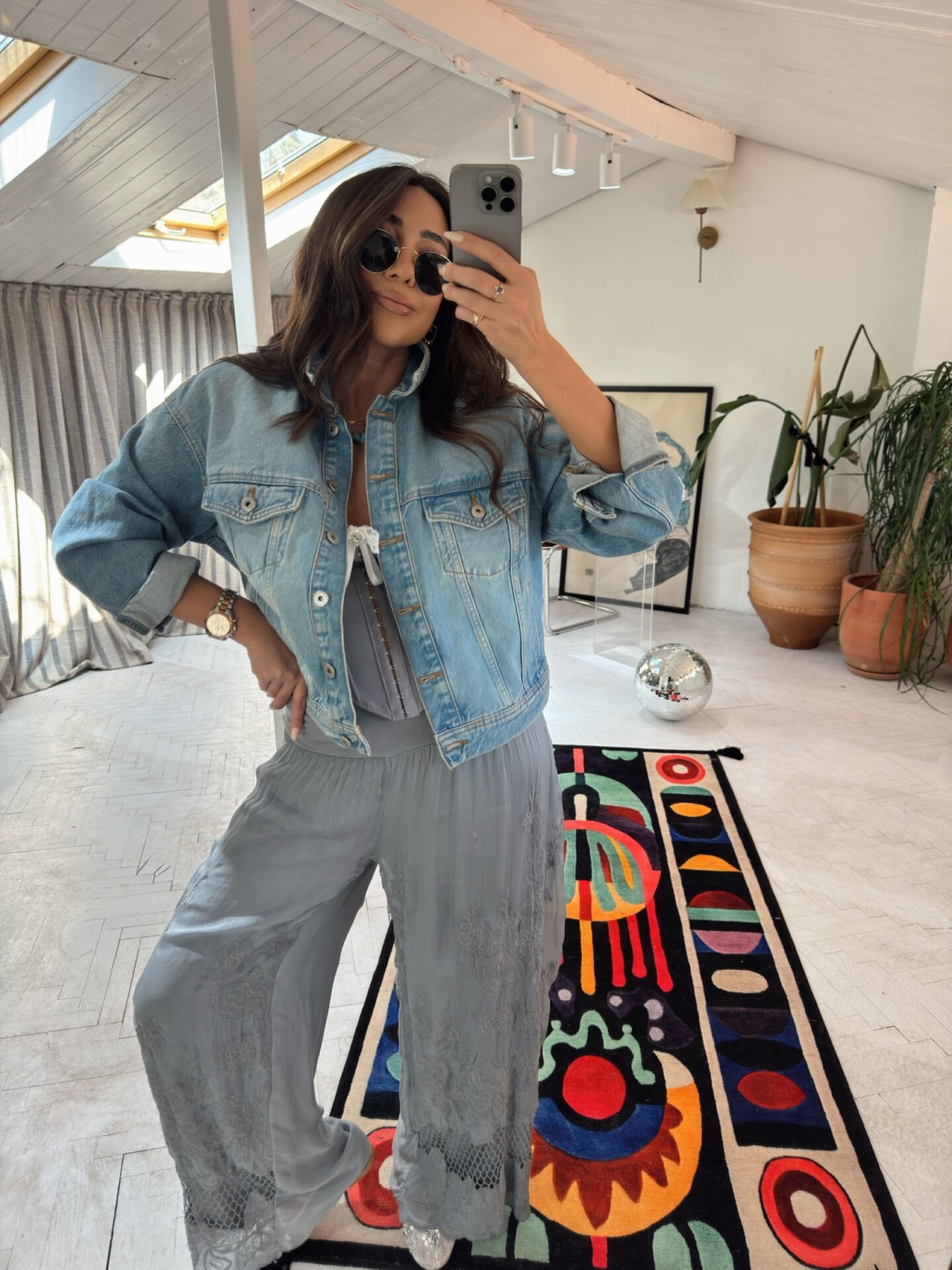 İthal Güpürlü Pantolon Gri