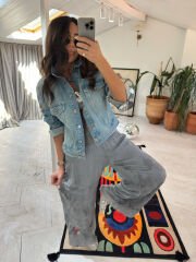 İthal Güpürlü Pantolon Gri