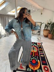 İthal Güpürlü Pantolon Gri