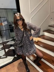 Robalı çıtır desen elbise