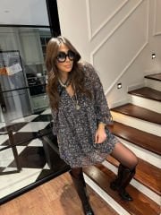 Robalı çıtır desen elbise