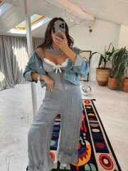 Tasarım İthal Broşlu Büstiyer Bluz