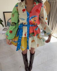 Balon Kol Gömlek Elbise