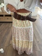 Çiçek desen şifon etek