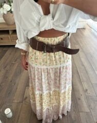 Çiçek desen şifon etek