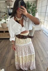 Çiçek desen şifon etek